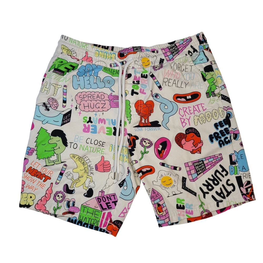 Jeremyville X Forever 21 Graphic Cartoon Board Men's Shorts Size Small
